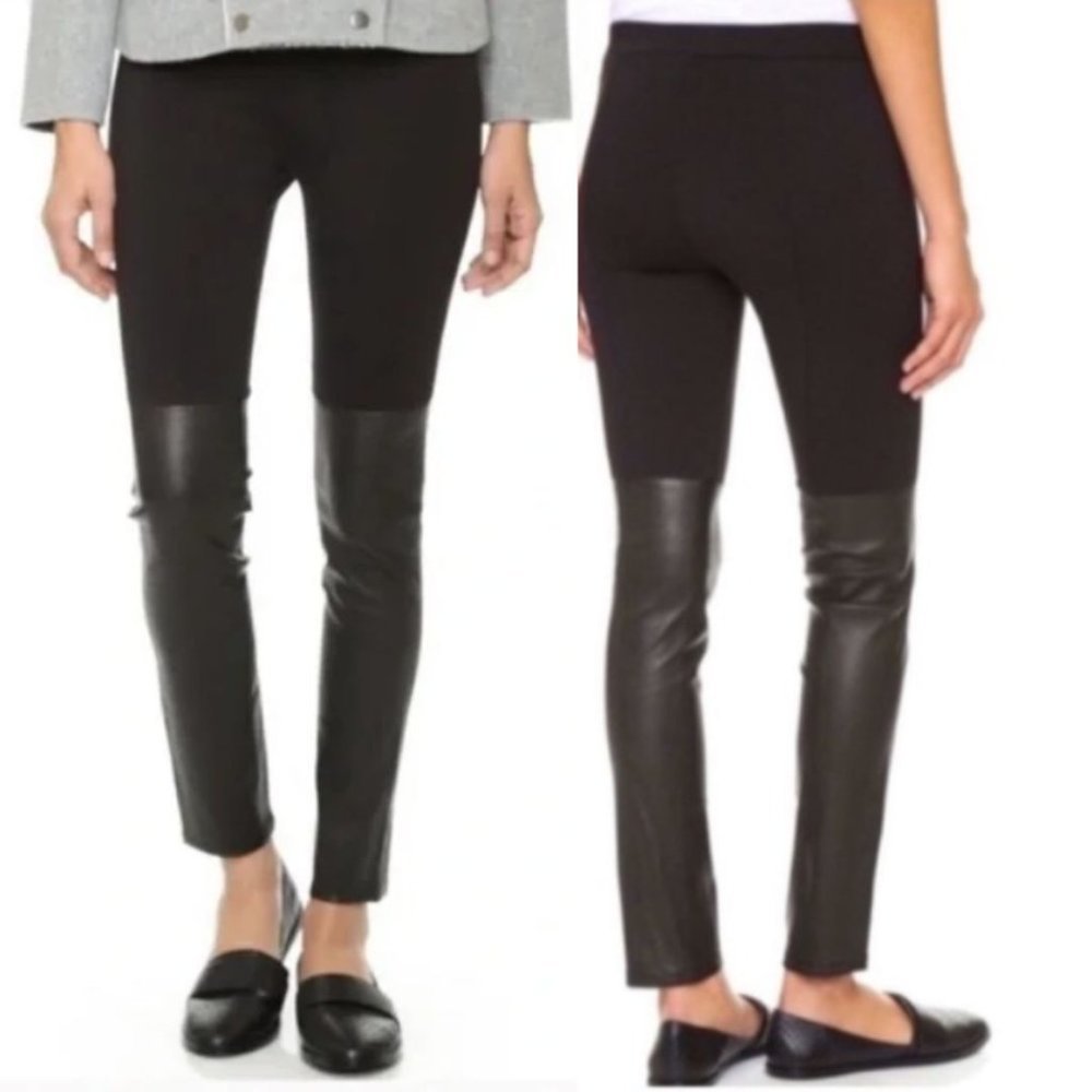 Vince Mixed Media Leather Leggings | Size S
